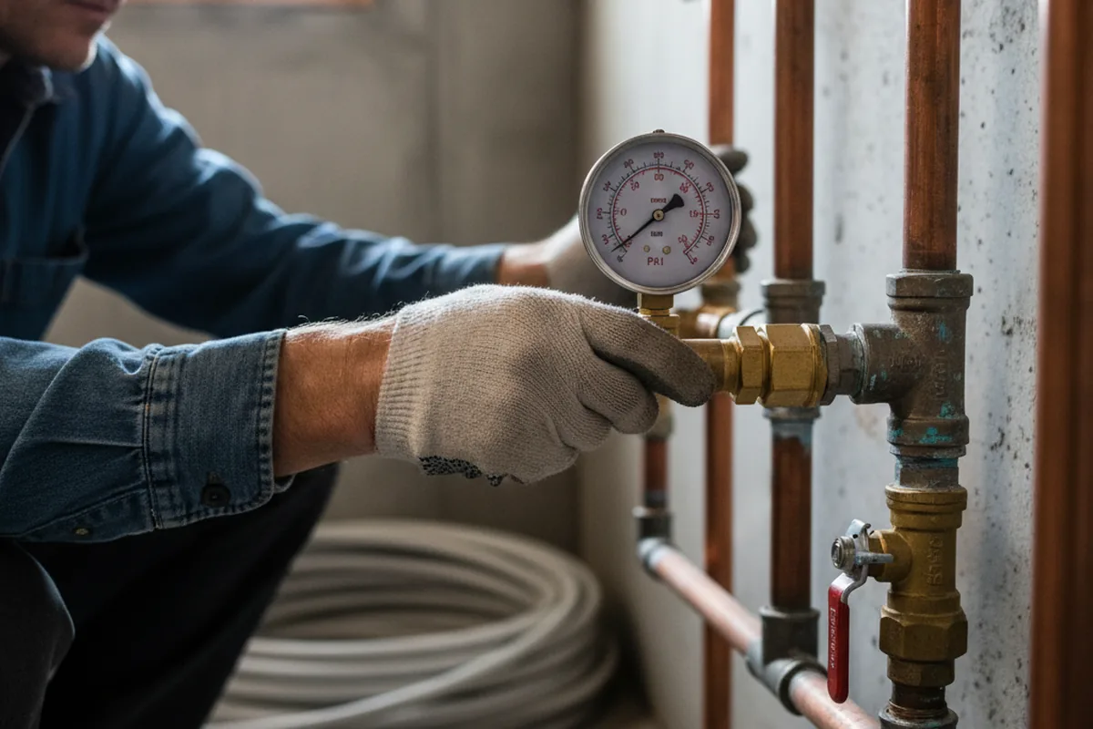 Pressure testing a repaired line during Water Line Repair in Ackley